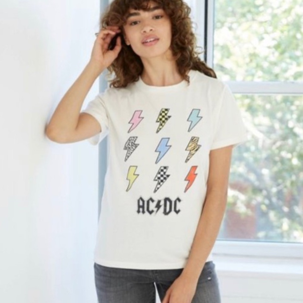 Target AC/DC Kids Tee with Multicolor Lightning Bolts - White